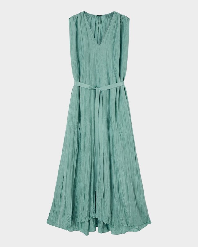 Martini Crinkled Habotai Silk Maxi Dress